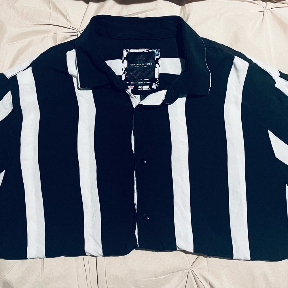 Denim & Flower Monochrome Striped Shirt